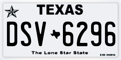 TX license plate DSV6296