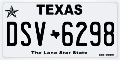 TX license plate DSV6298