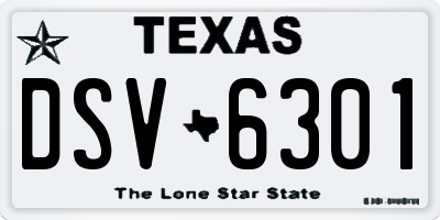 TX license plate DSV6301