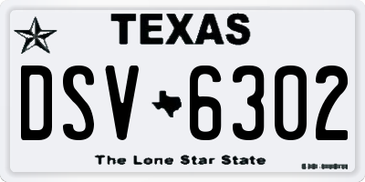 TX license plate DSV6302