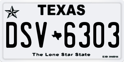 TX license plate DSV6303