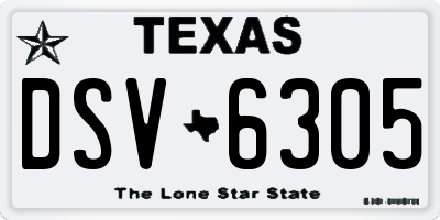 TX license plate DSV6305