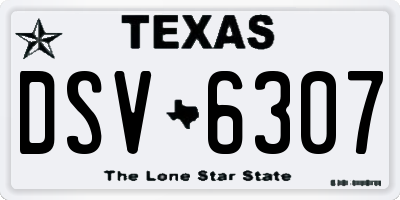 TX license plate DSV6307