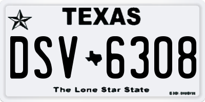 TX license plate DSV6308