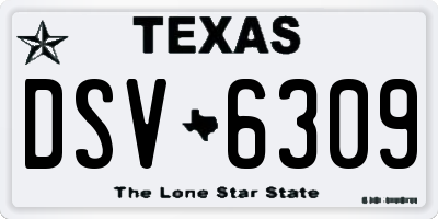 TX license plate DSV6309