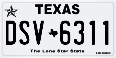 TX license plate DSV6311
