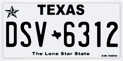TX license plate DSV6312