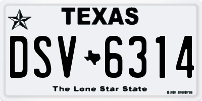 TX license plate DSV6314