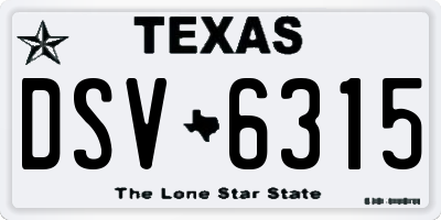 TX license plate DSV6315