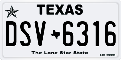 TX license plate DSV6316
