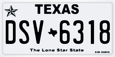 TX license plate DSV6318