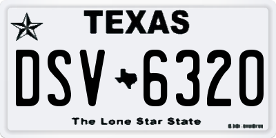 TX license plate DSV6320