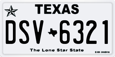 TX license plate DSV6321