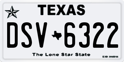 TX license plate DSV6322