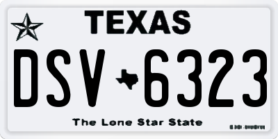 TX license plate DSV6323