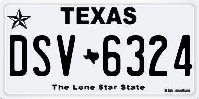 TX license plate DSV6324