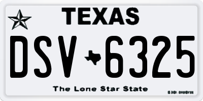TX license plate DSV6325