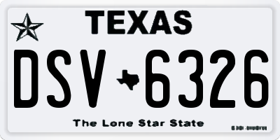 TX license plate DSV6326