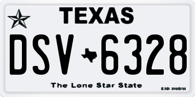 TX license plate DSV6328