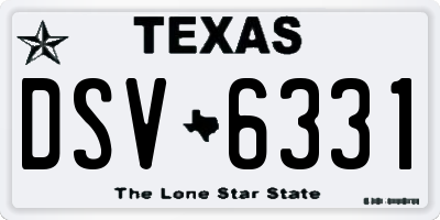 TX license plate DSV6331
