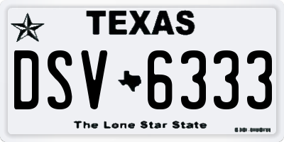 TX license plate DSV6333