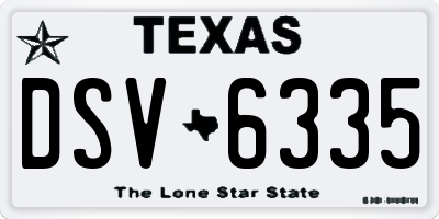 TX license plate DSV6335