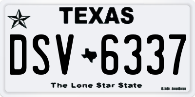 TX license plate DSV6337