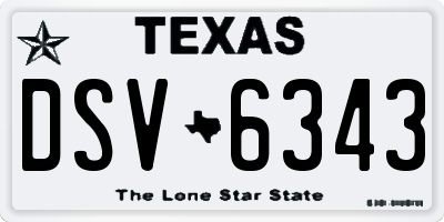 TX license plate DSV6343