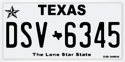 TX license plate DSV6345