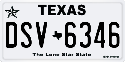 TX license plate DSV6346