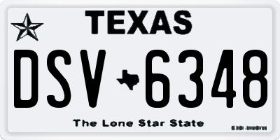 TX license plate DSV6348