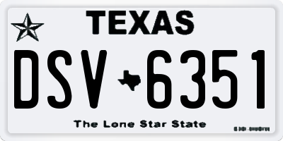TX license plate DSV6351