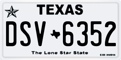 TX license plate DSV6352