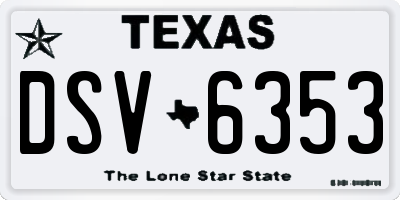 TX license plate DSV6353