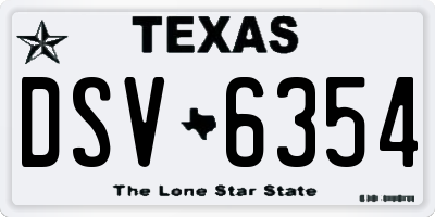 TX license plate DSV6354
