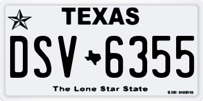 TX license plate DSV6355