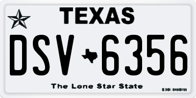 TX license plate DSV6356