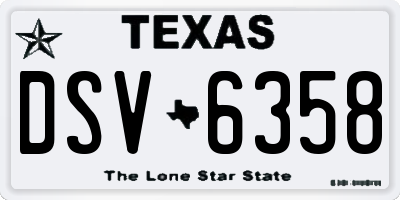 TX license plate DSV6358