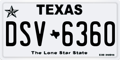 TX license plate DSV6360