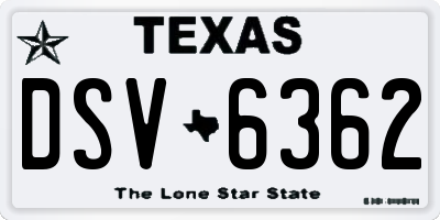 TX license plate DSV6362