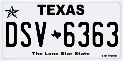 TX license plate DSV6363