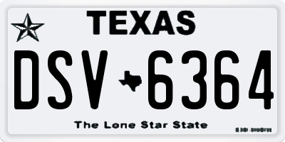 TX license plate DSV6364