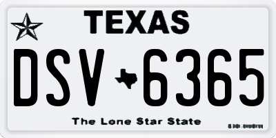 TX license plate DSV6365