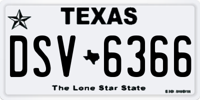 TX license plate DSV6366