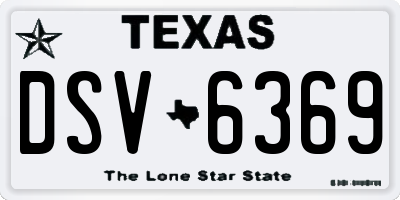 TX license plate DSV6369
