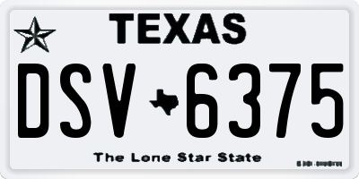 TX license plate DSV6375