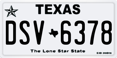 TX license plate DSV6378