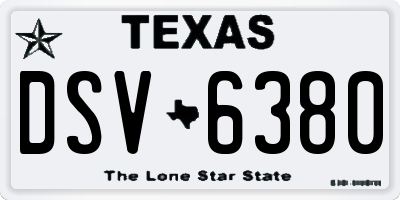 TX license plate DSV6380