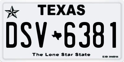TX license plate DSV6381