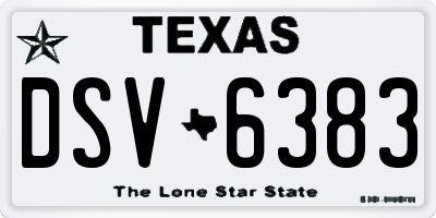 TX license plate DSV6383